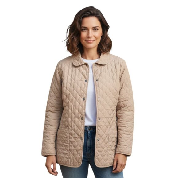 Eddie Bauer Tan Quilted Goose Down Jacket Sz XL - Picture 1 of 12